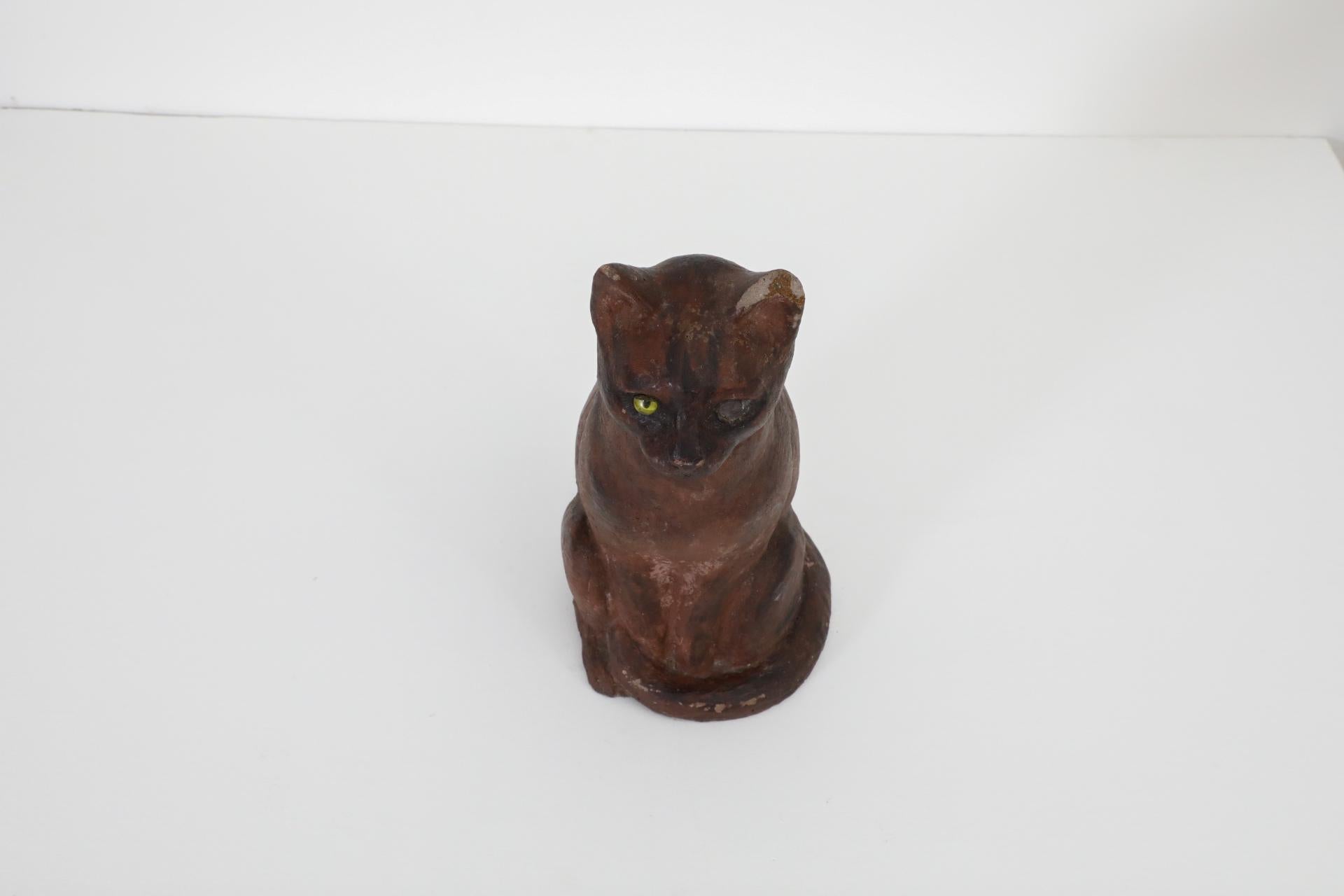 Vintage Rembrandt Bugatti Style Cat With Pale Yellow Glass Eye For Sale 1