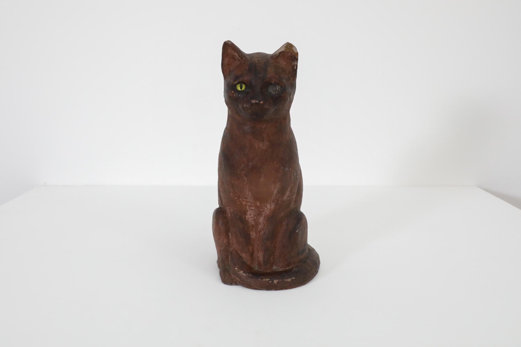 Vintage Rembrandt Bugatti Style Cat With Pale Yellow Glass Eye For Sale 2
