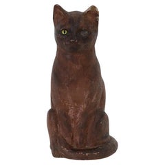 Vintage Rembrandt Bugatti Style Cat With Pale Yellow Glass Eye