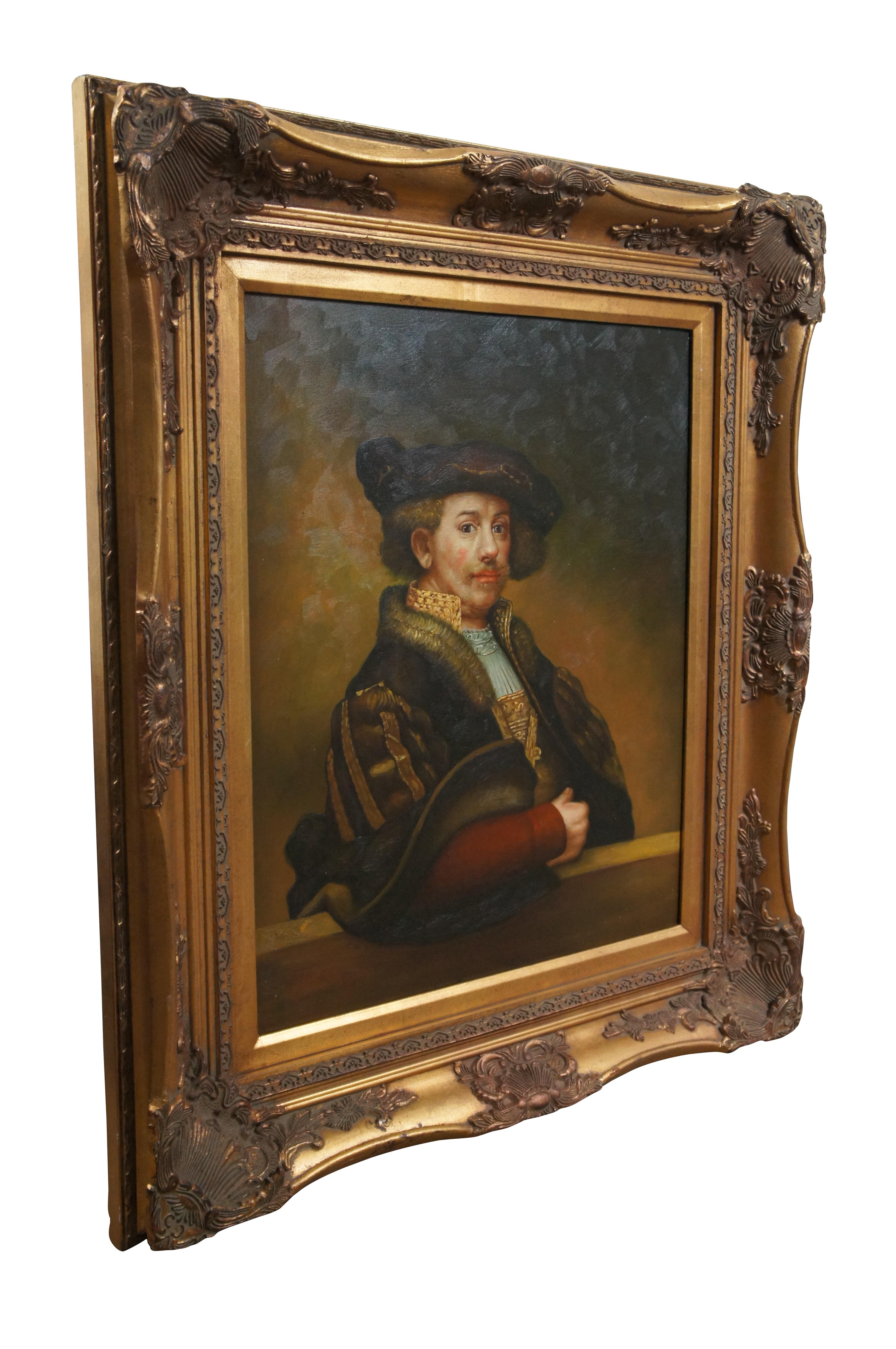 Vintage Rembrandt Self Portrait Age 34 Cavalier Oil Painting on Canvas 34