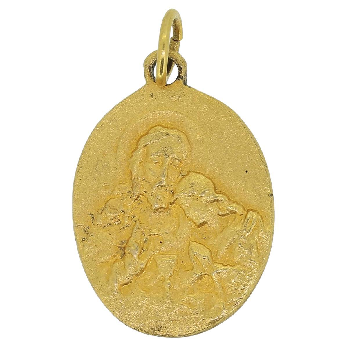 Vintage Remembrance of First Communion Catholic Medal Pendant For Sale