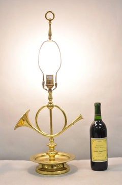Vintage Remington Brass Equestrian Hunting Horn French Horn Table Lamp