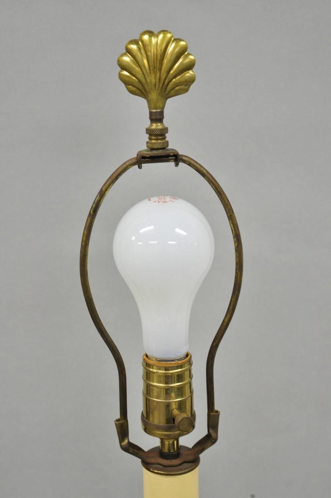 20th Century Vintage Remington Hollywood Regency Brass Lotus Flower Candlestick Table Lamp For Sale