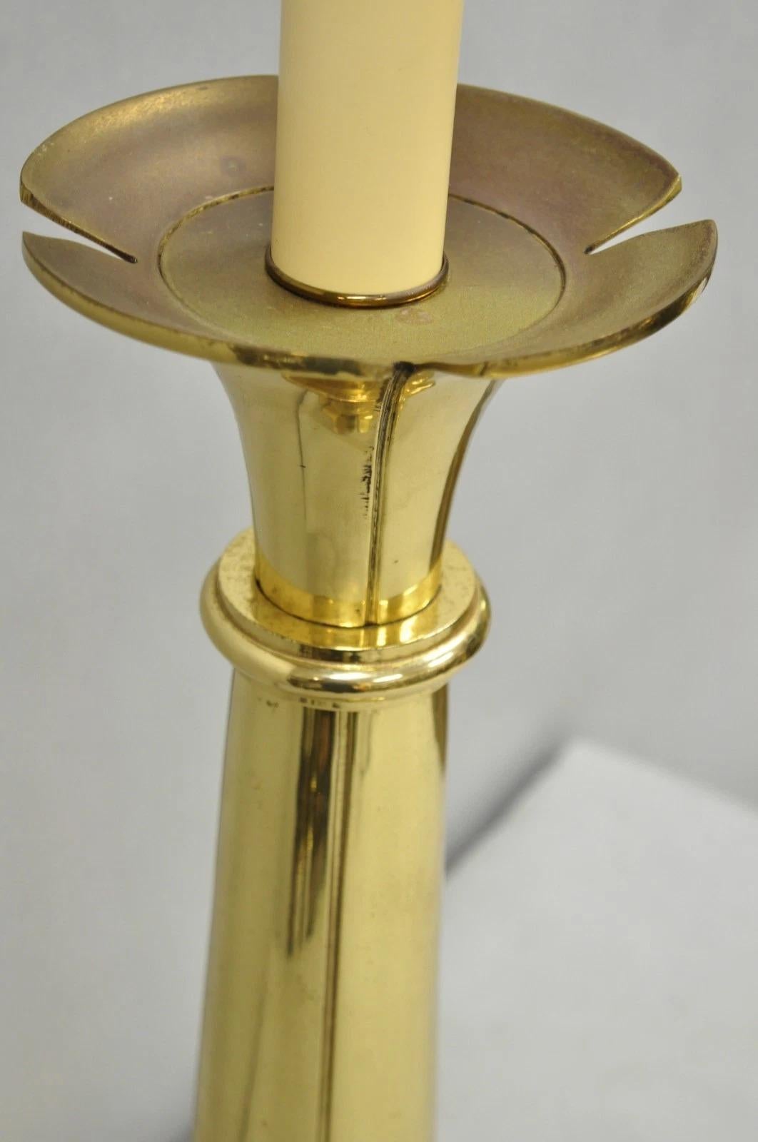Vintage Remington Hollywood Regency Brass Lotus Flower Candlestick Table Lamp For Sale 2