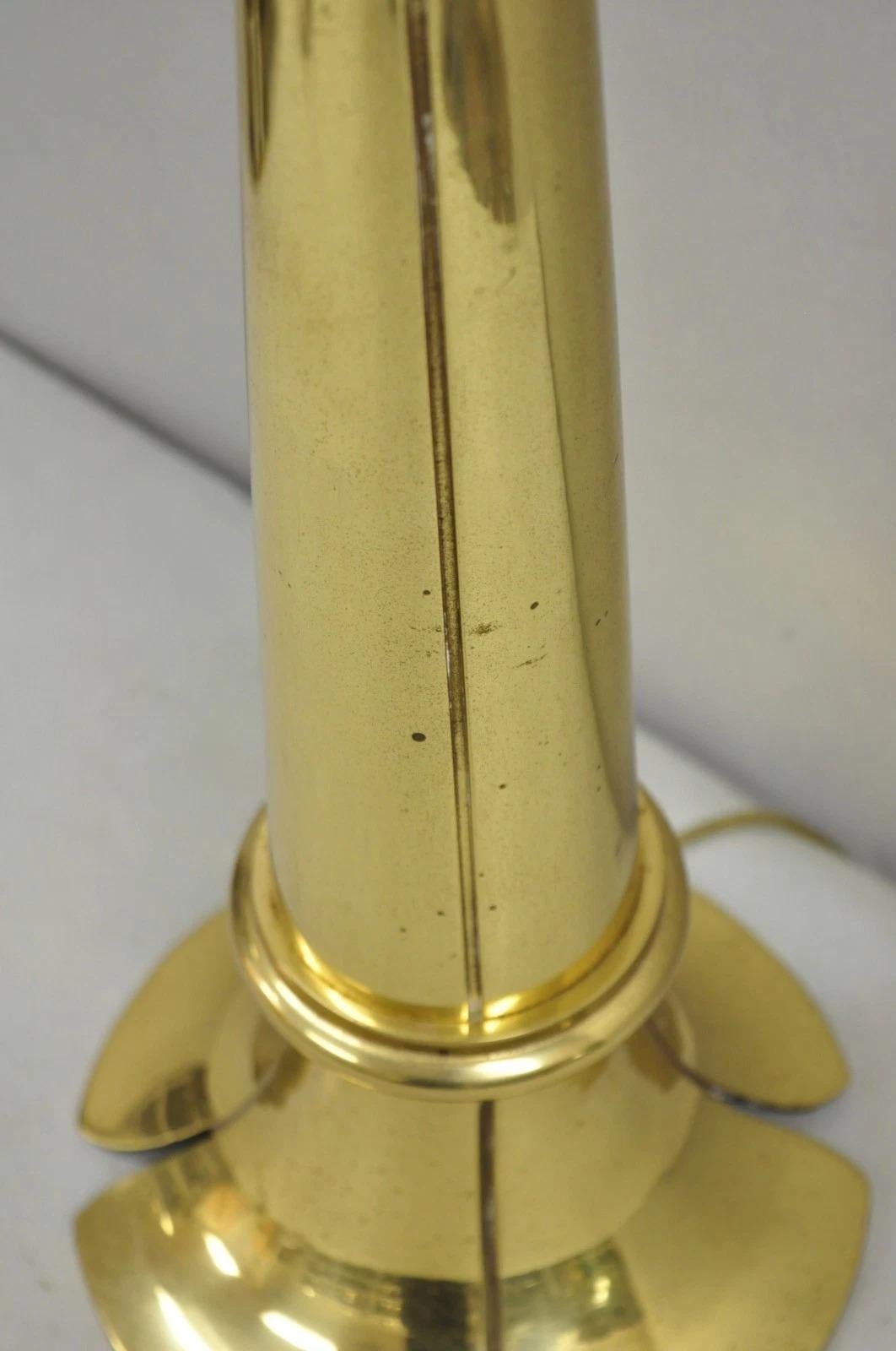 Vintage Remington Hollywood Regency Brass Lotus Flower Candlestick Table Lamp For Sale 3