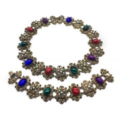 Collana e bracciale Jewell d'ispirazione rinascimentale vintage Demi-Parure anni '80