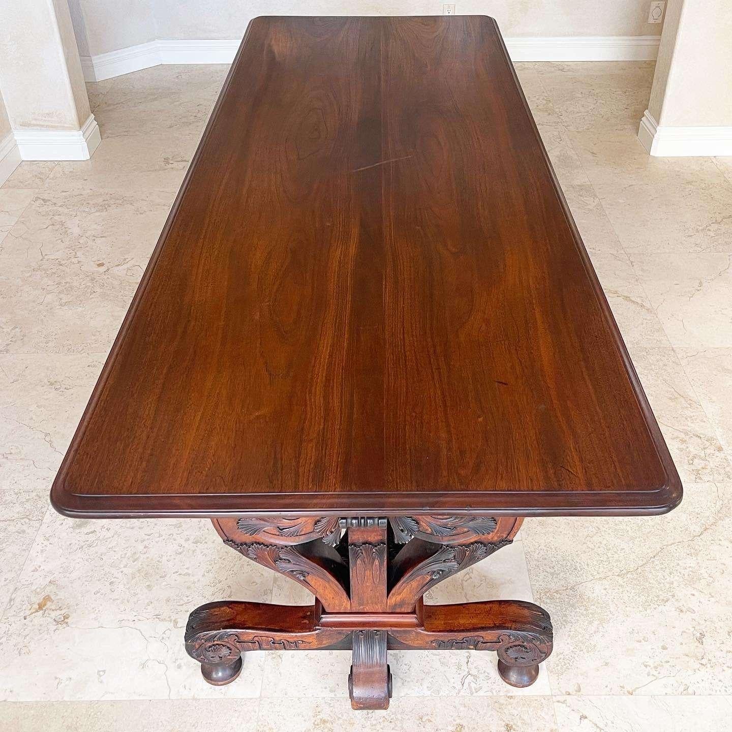 Vintage Renaissance Revival Crested Wooden Dining Table for Philco Corp For Sale 2