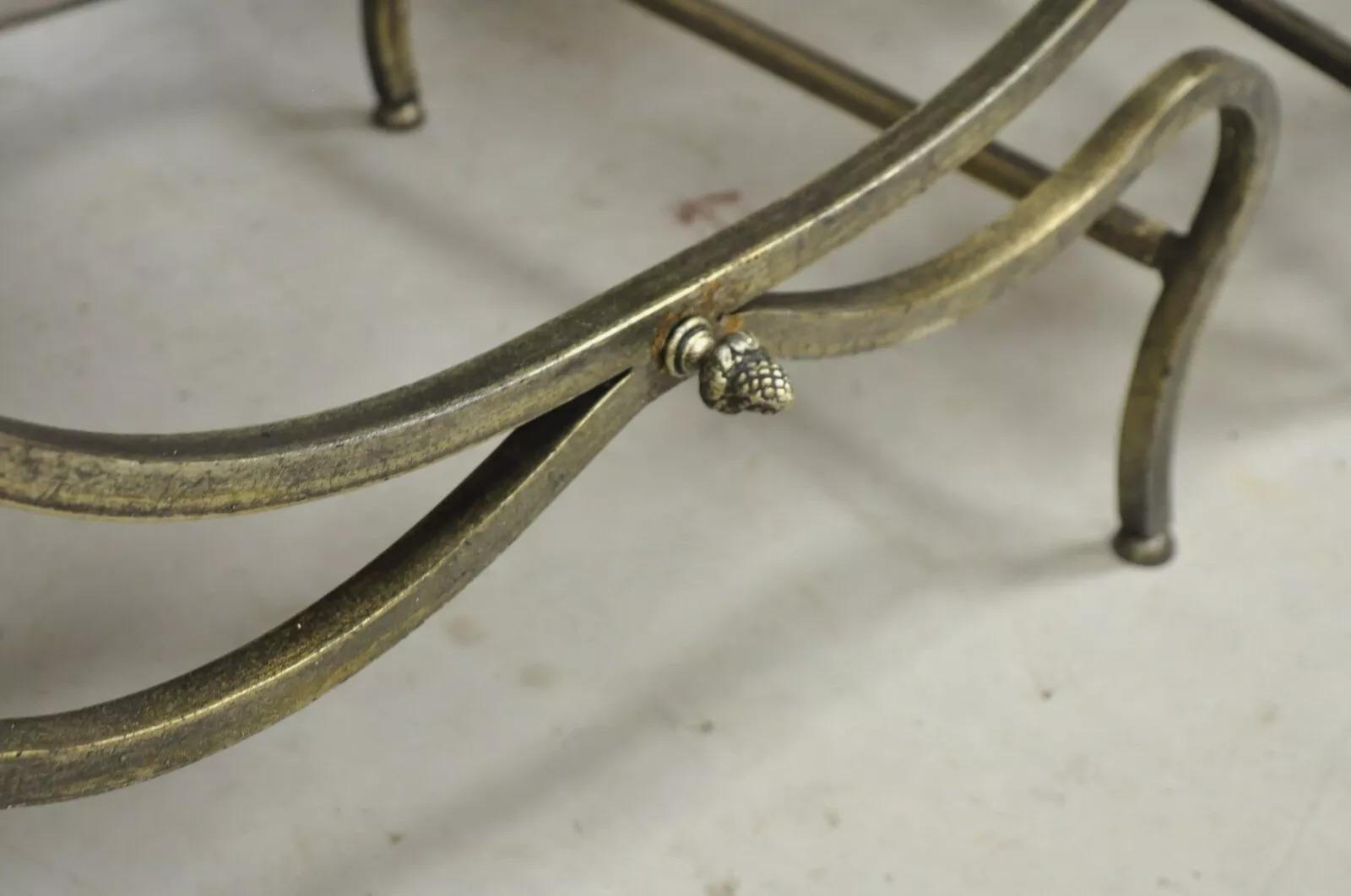 Vintage Renaissance Style Iron Savonarola Curule Campaign Arm Chairs - a Pair In Good Condition In Philadelphia, PA