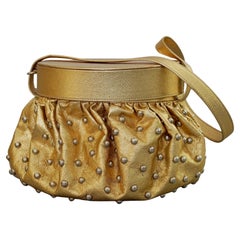 Vintage RENAUD PELLEGRINO Studded Gold Leather Bag