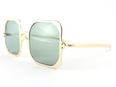 Gafas de sol Vintage Renauld Gold Oversized Frame Green Lens 1980 Made in USA