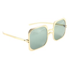 Vintage Renauld Gold Oversized Frame Green Lens 1980 Sunglasses Made in USA