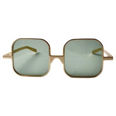 Gafas de sol Vintage Renauld Gold Oversized Frame Green Lens 1980 Made in USA