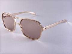 Vintage Renauld Metallc Gold Light Brown Lens 1970 Sunglasses