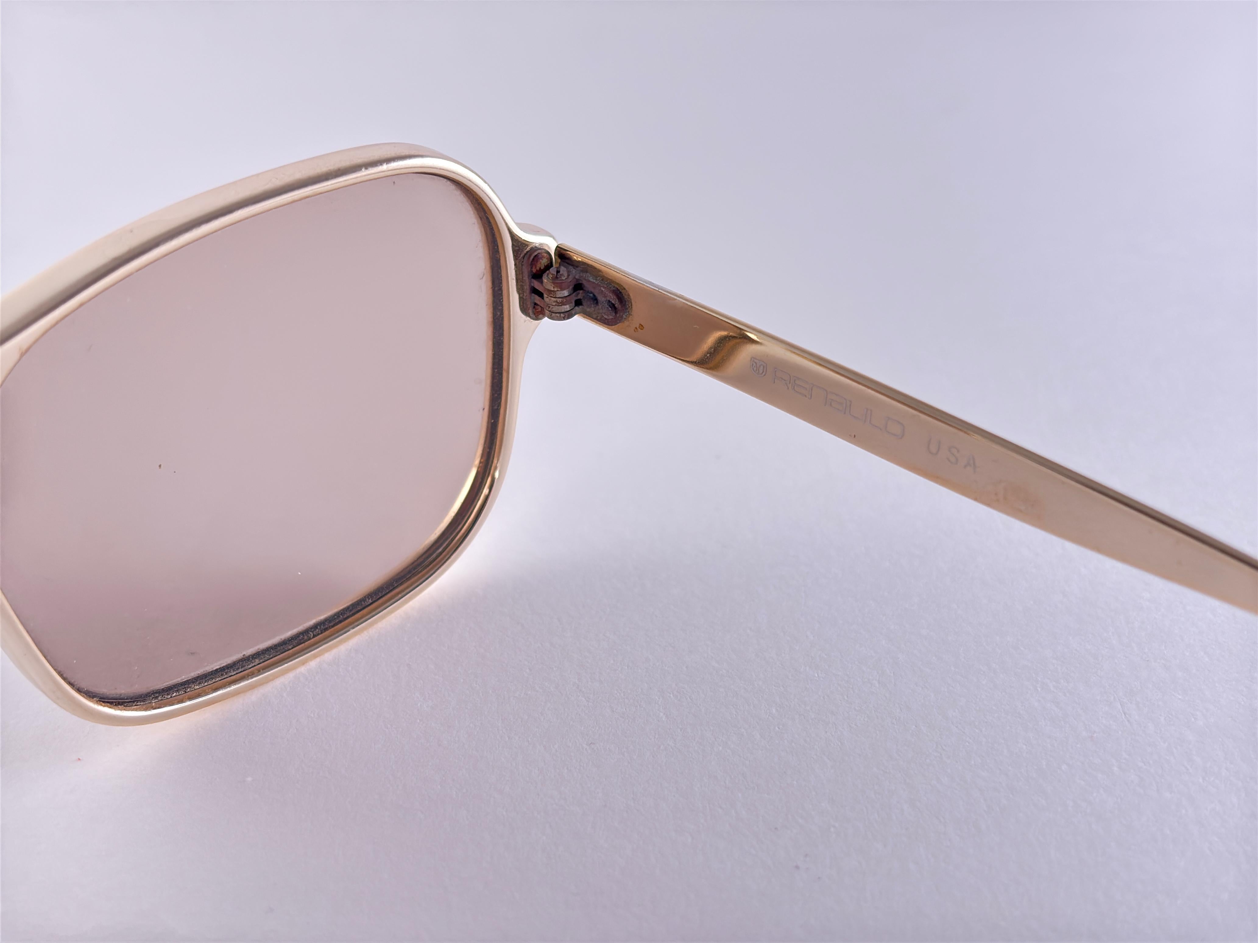 Gafas de sol Vintage Renauld Metallc Gold Light Brown Lens 1970 Gris en venta