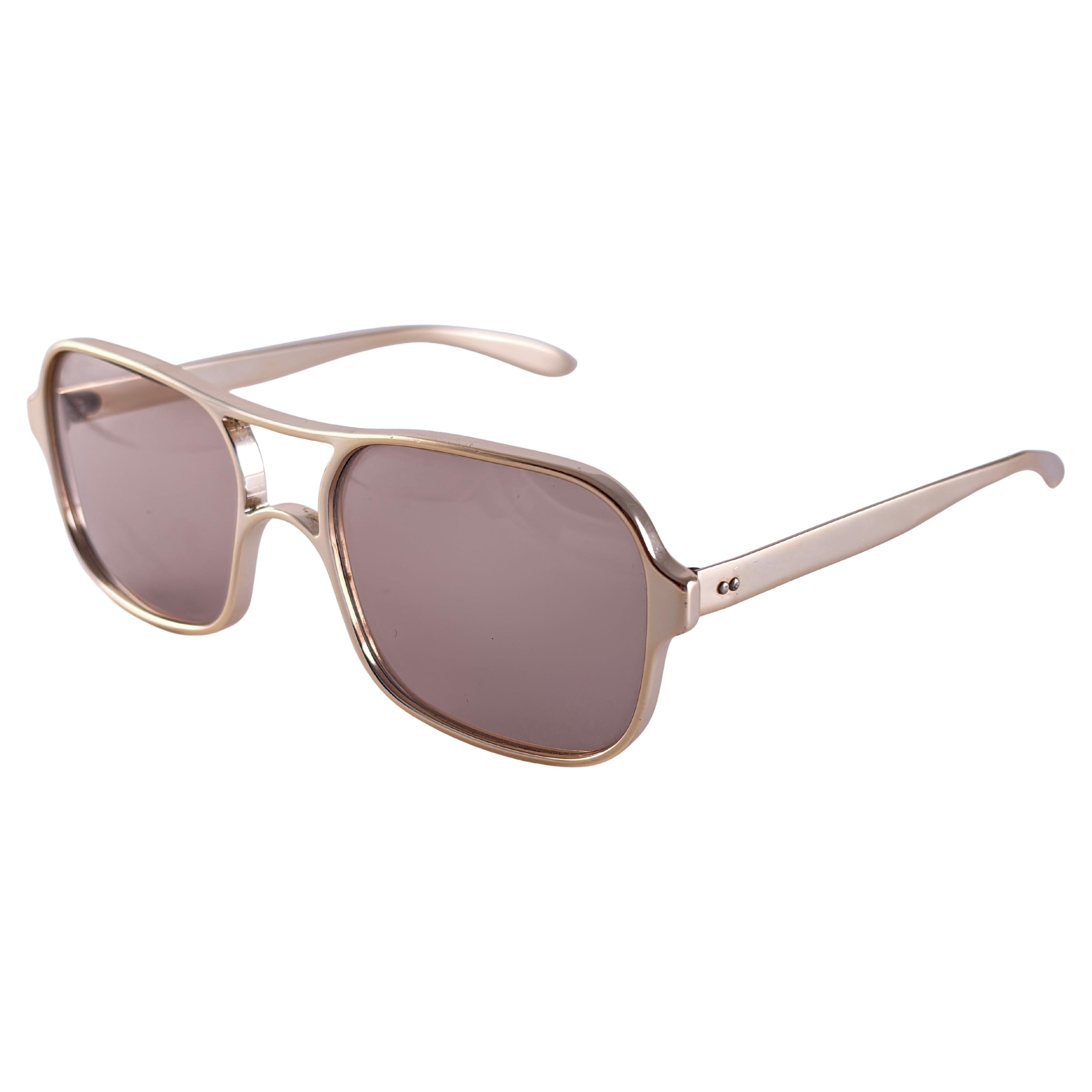 Occhiali da sole vintage Renauld Metallc Oro Lente Marrone Chiaro 1970