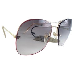 Vintage Renauld Oversized Semi Rimless Grey Gradient Lens 1970 Sunglasses