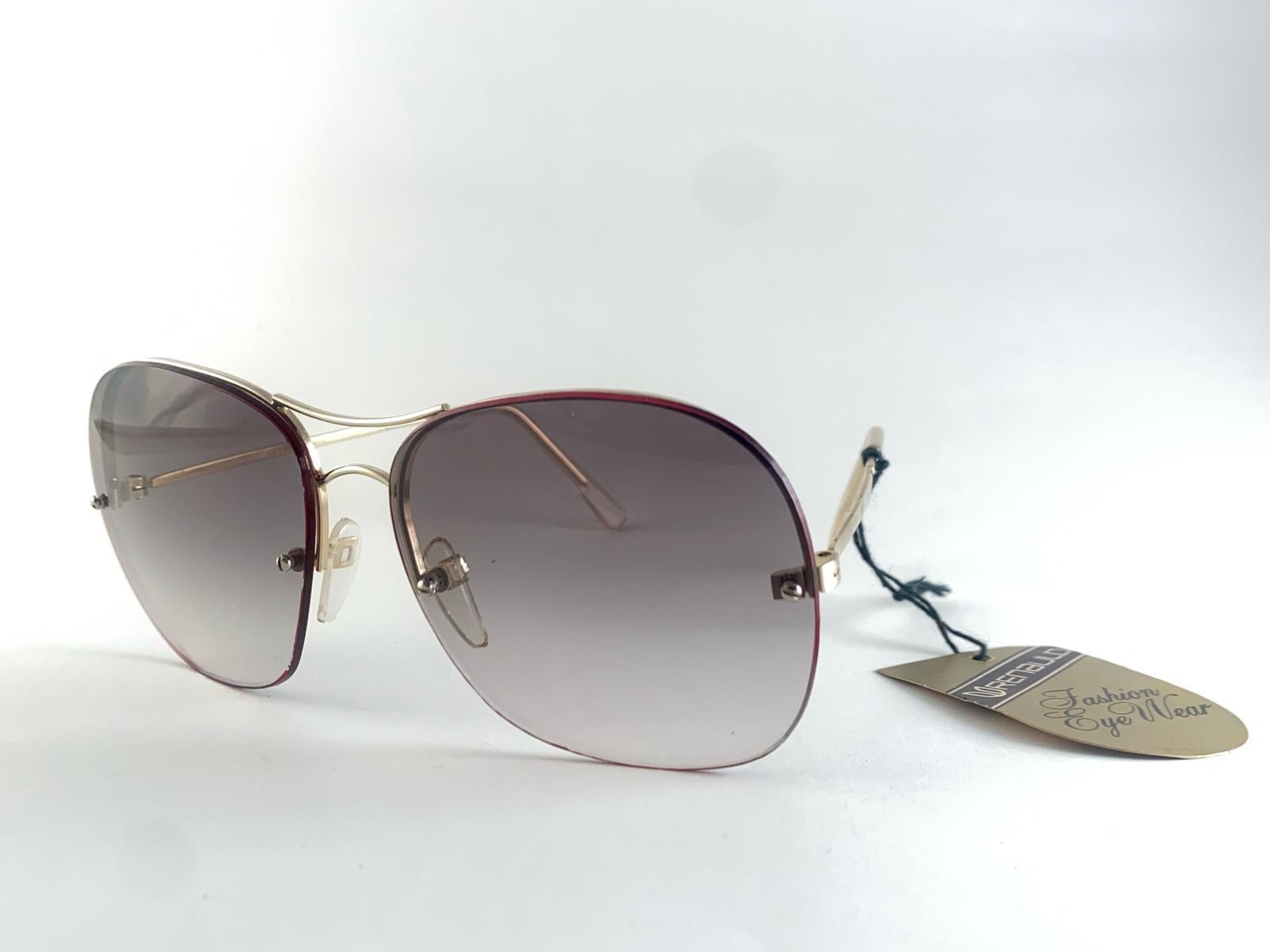 Gafas de sol Vintage Renauld Oversized Semi Rimless Grey Gradient Lens 1970 Gris en venta