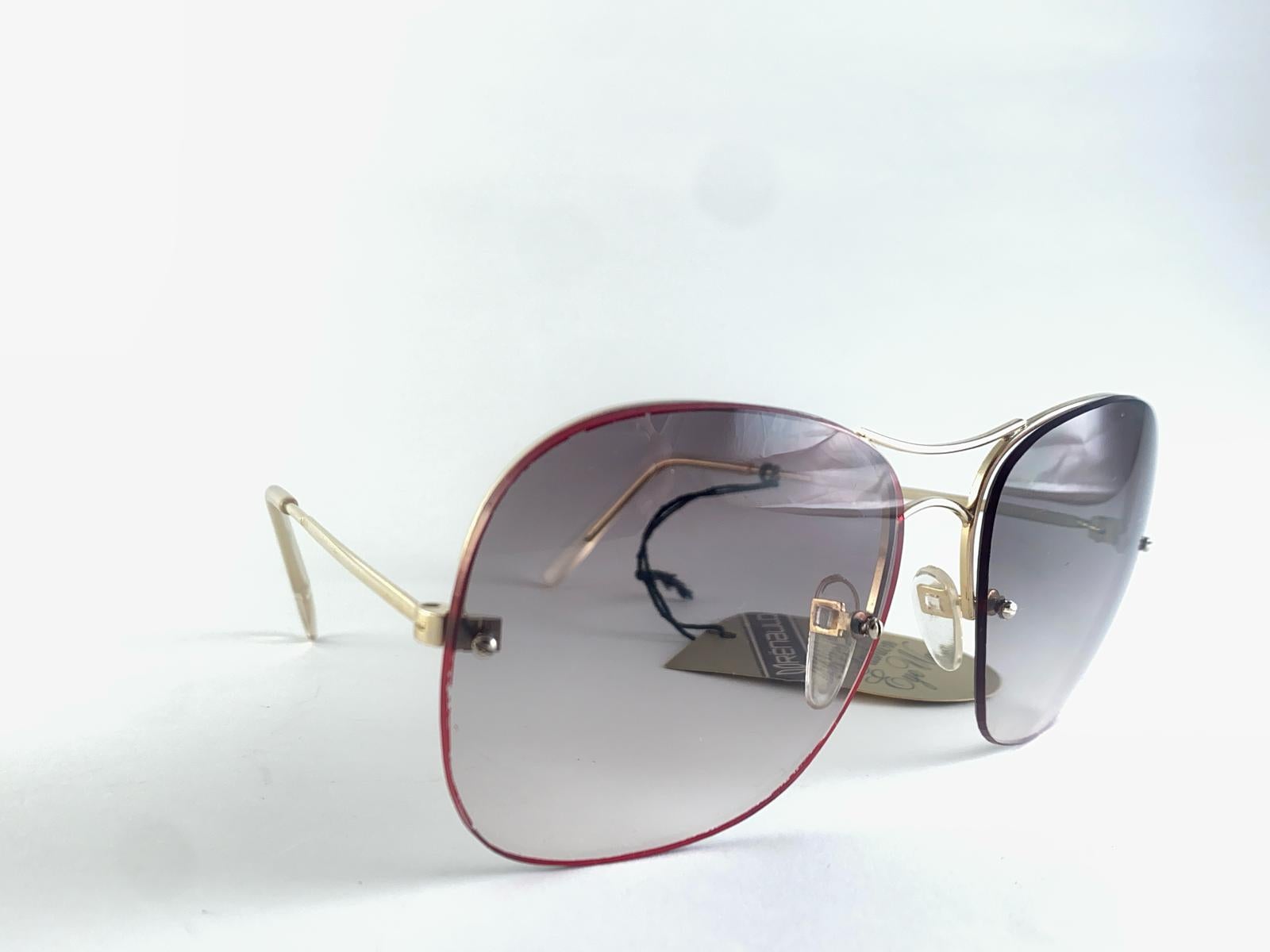 Gafas de sol Vintage Renauld Oversized Semi Rimless Grey Gradient Lens 1970 en Excelente estado para la venta en Baleares, Baleares