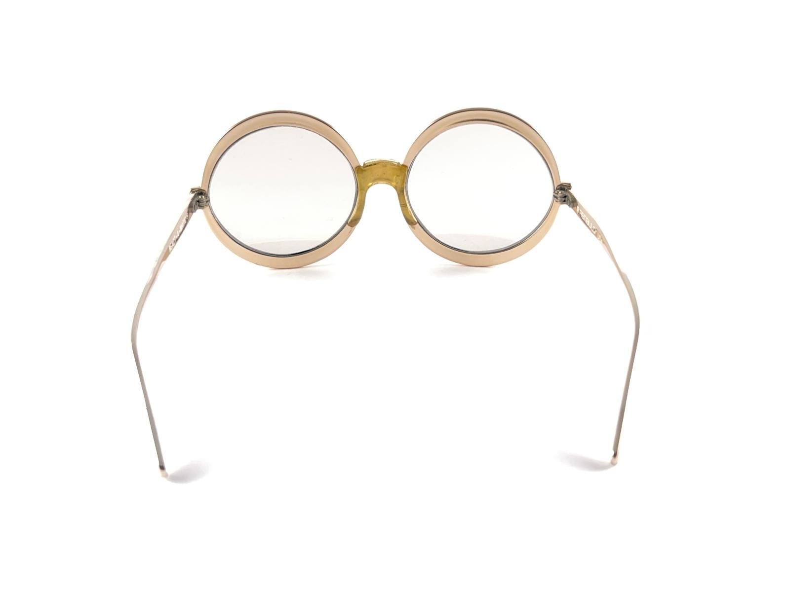 Vintage Renauld Round Gold Metallic Sunglasses 1980's Made in USA For Sale 2