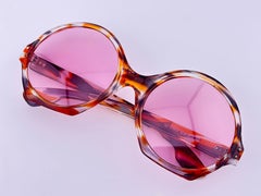 Vintage Renauld Rounded Frame Multicolor Rose Lens 1970 Sunglasses Made in Italy