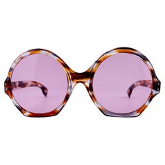 Vintage Renauld Rounded Frame Multicolor Rose Lens 1970 Sunglasses Made in Italy