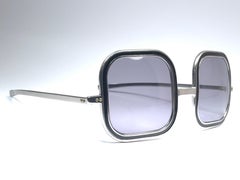 Lunettes de soleil Vintage Renauld Silver Oversized Frame Grey Lens 1980 Made in USA