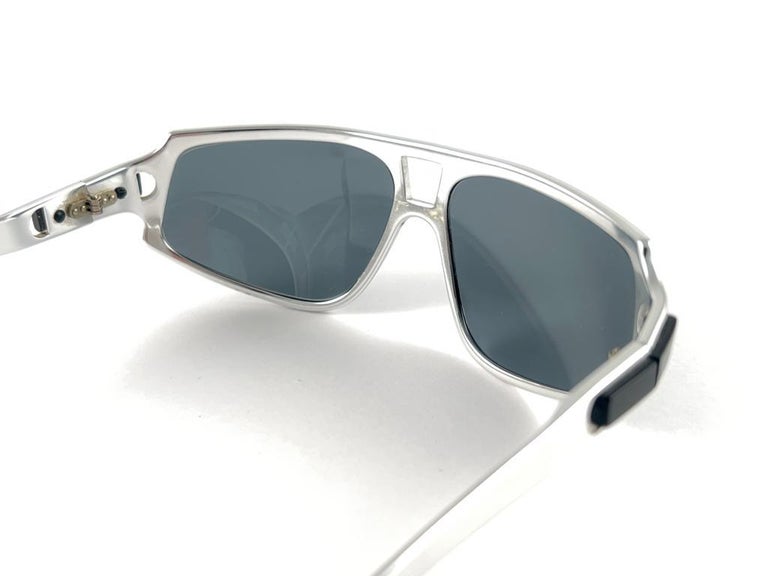 Vintage Renauld Silver Oversized Frame Grey Lens 1980 Sunglasses Made