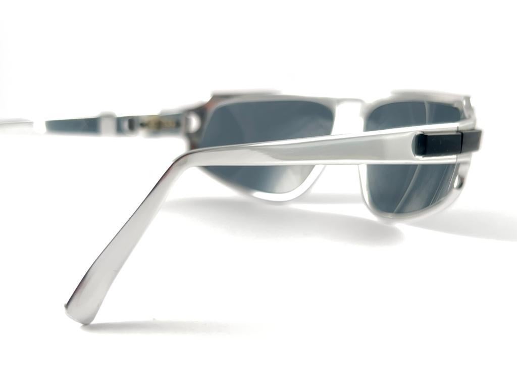 Vintage Renauld Silver Oversized Frame Grey Lens 1980 Sunglasses Made in USA For Sale 1