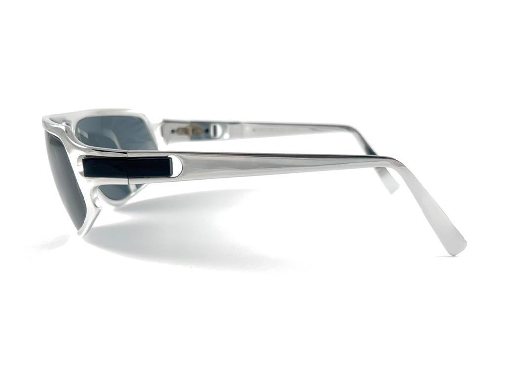 Vintage Renauld Silver Oversized Frame Grey Lens 1980 Sunglasses Made in USA For Sale 3