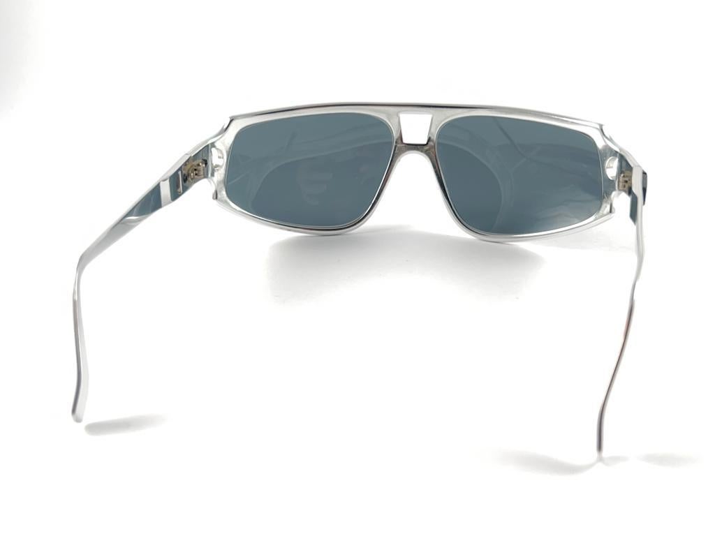 Vintage Renauld Silver Oversized Frame Grey Lens 1980 Sunglasses Made in USA For Sale 4