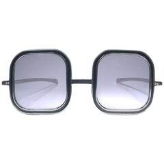 Lunettes de soleil Vintage Renauld Silver Oversized Frame Grey Lens 1980 Made in USA