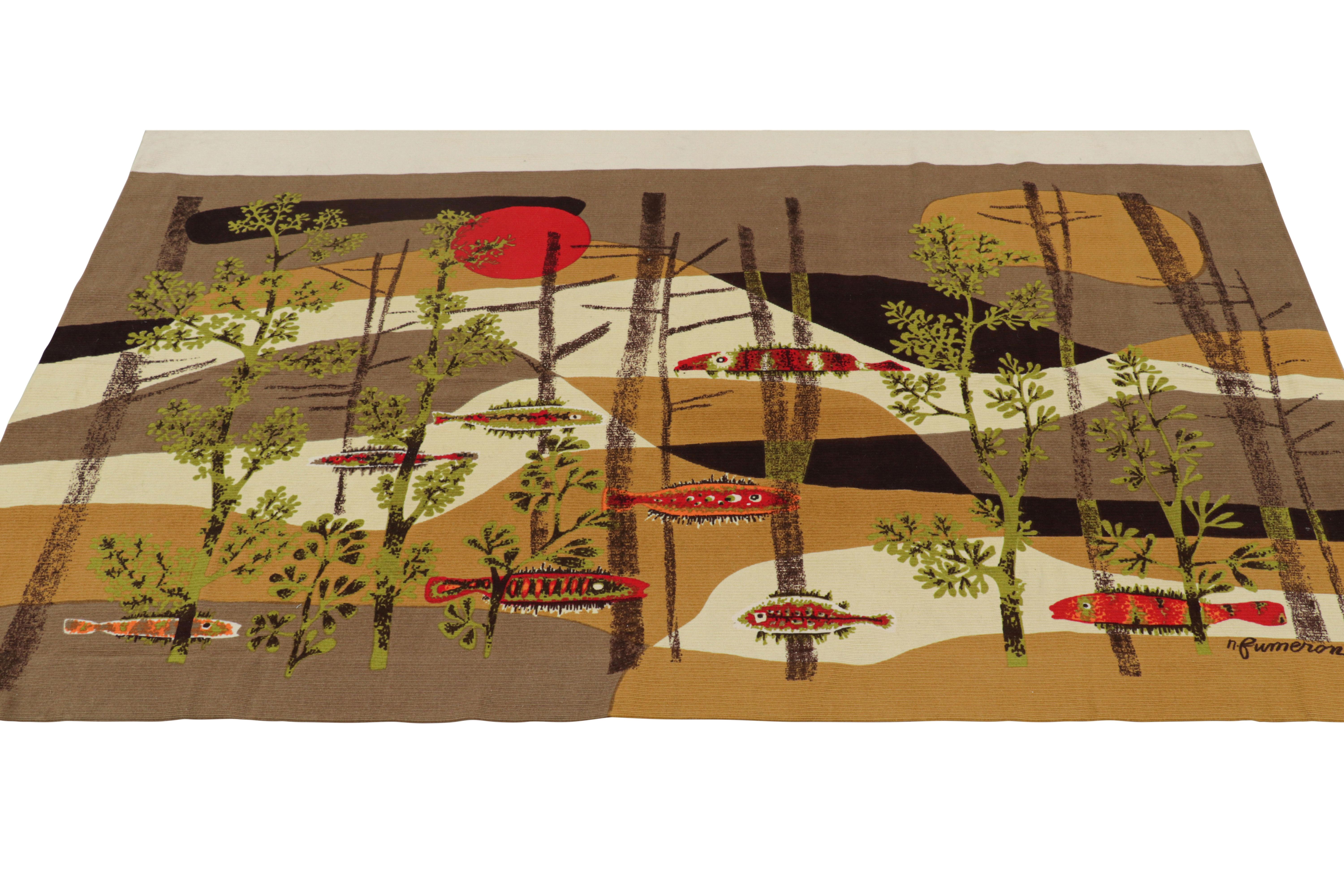 Hand-Woven Vintage René Fumeron Pictorial Tapestry “Calypso”  Rug & Kilim For Sale