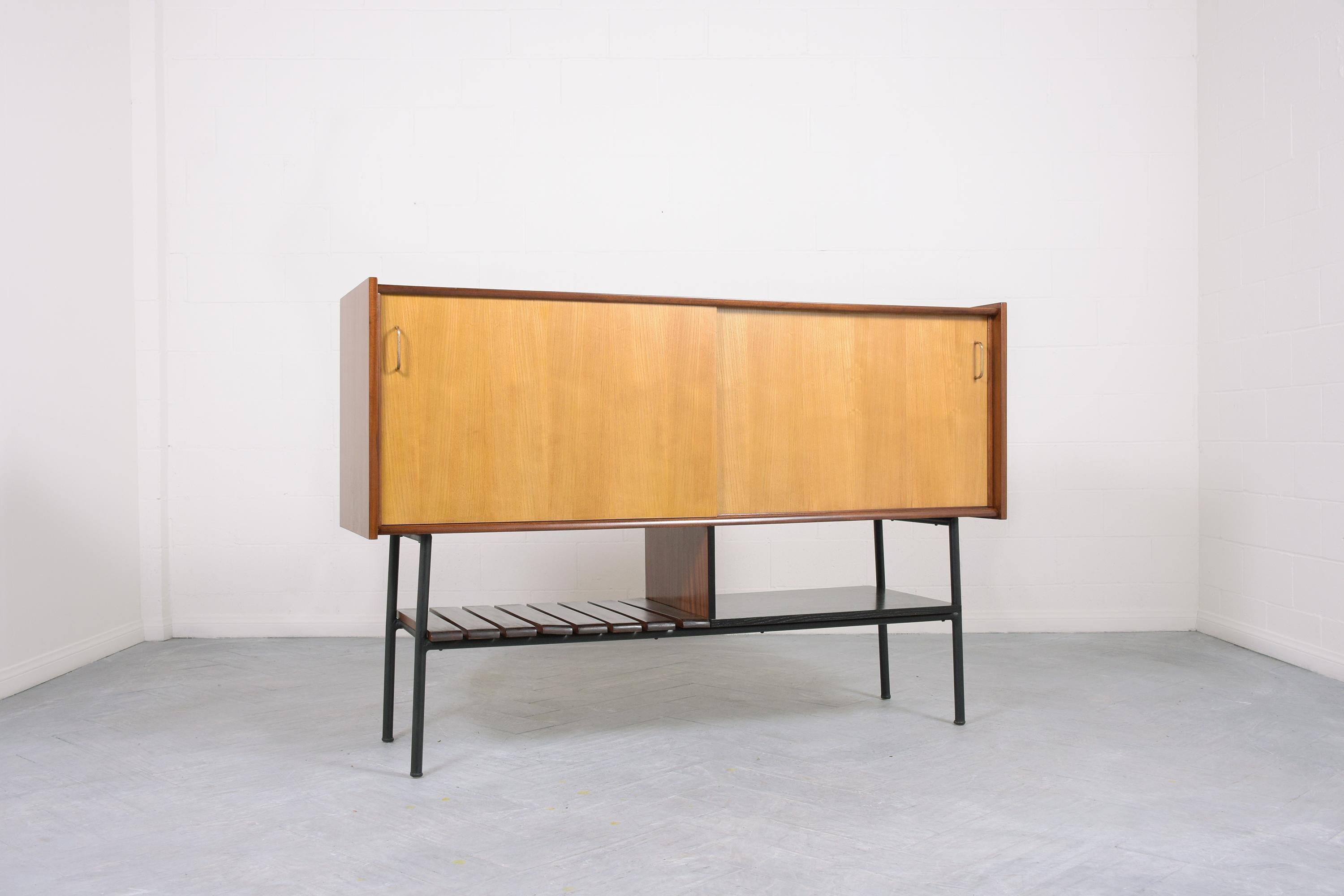 Mid-20th Century Vintage French Buffet: René-Jean Caillette Style in Mahogany & White Oak For Sale