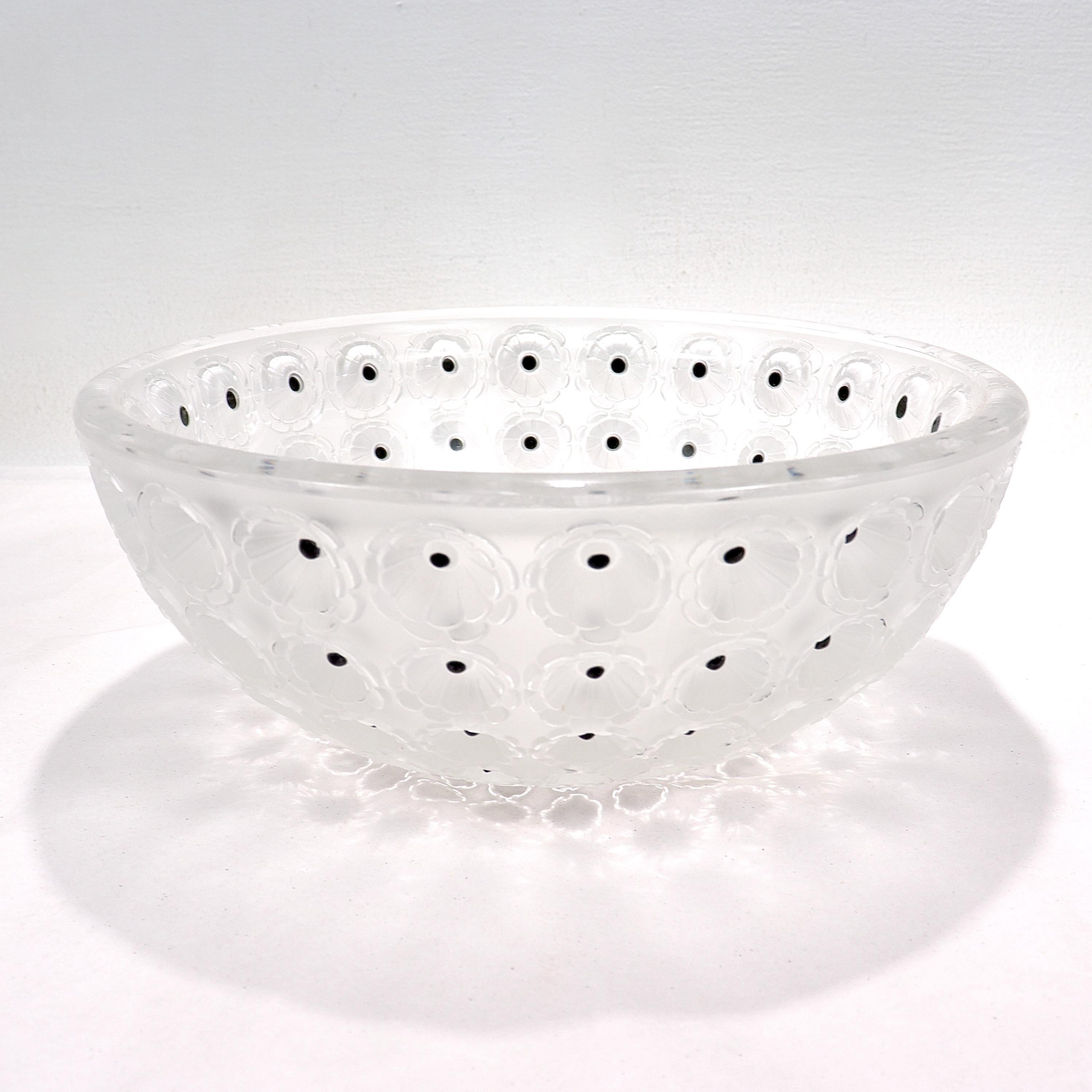 Frosted Vintage Rene Lalique 'Nemours' Art Glass Round Bowl