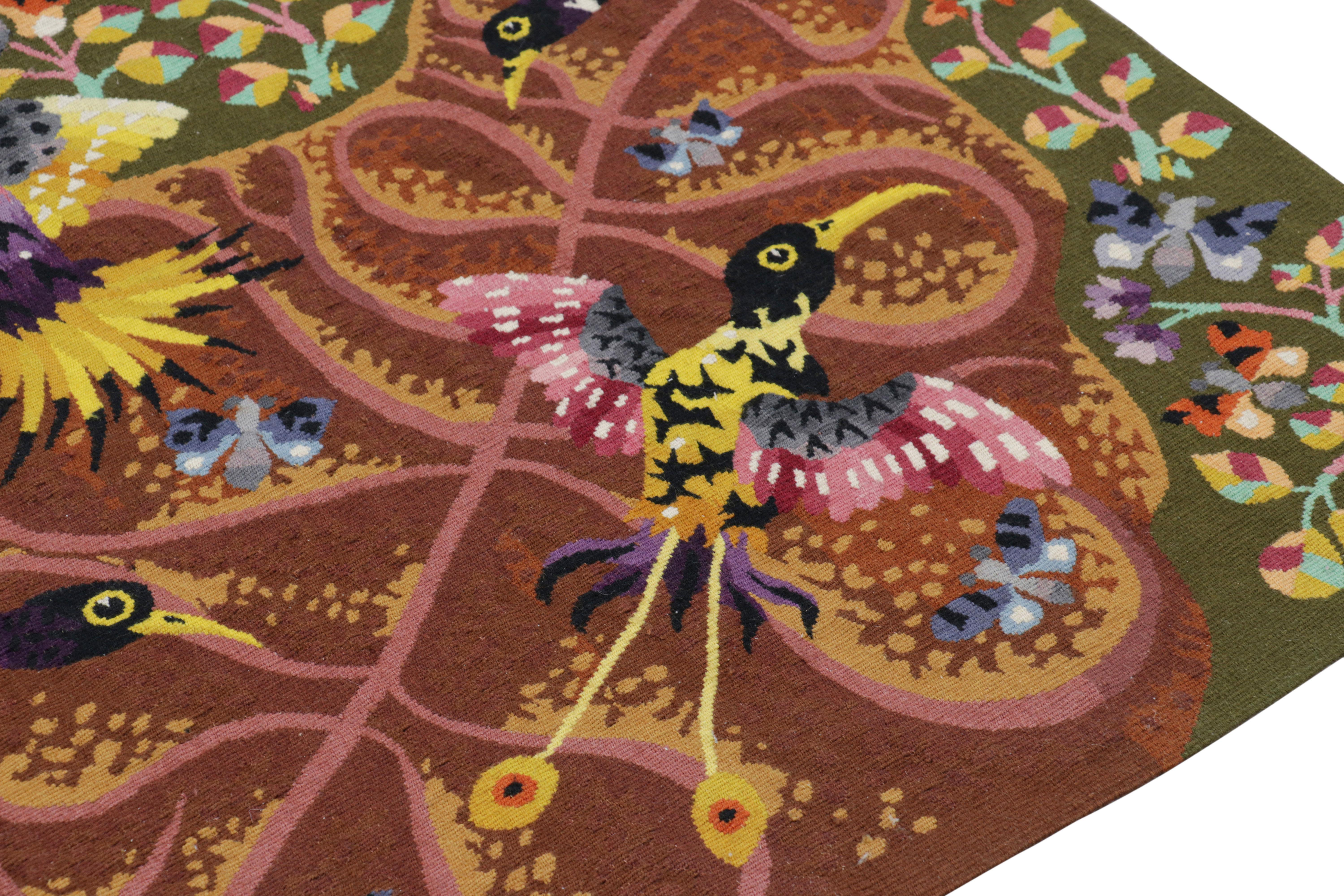 Aubusson Vintage Rene Perrot Pictorial and Floral Tapestry  Rug & Kilim For Sale