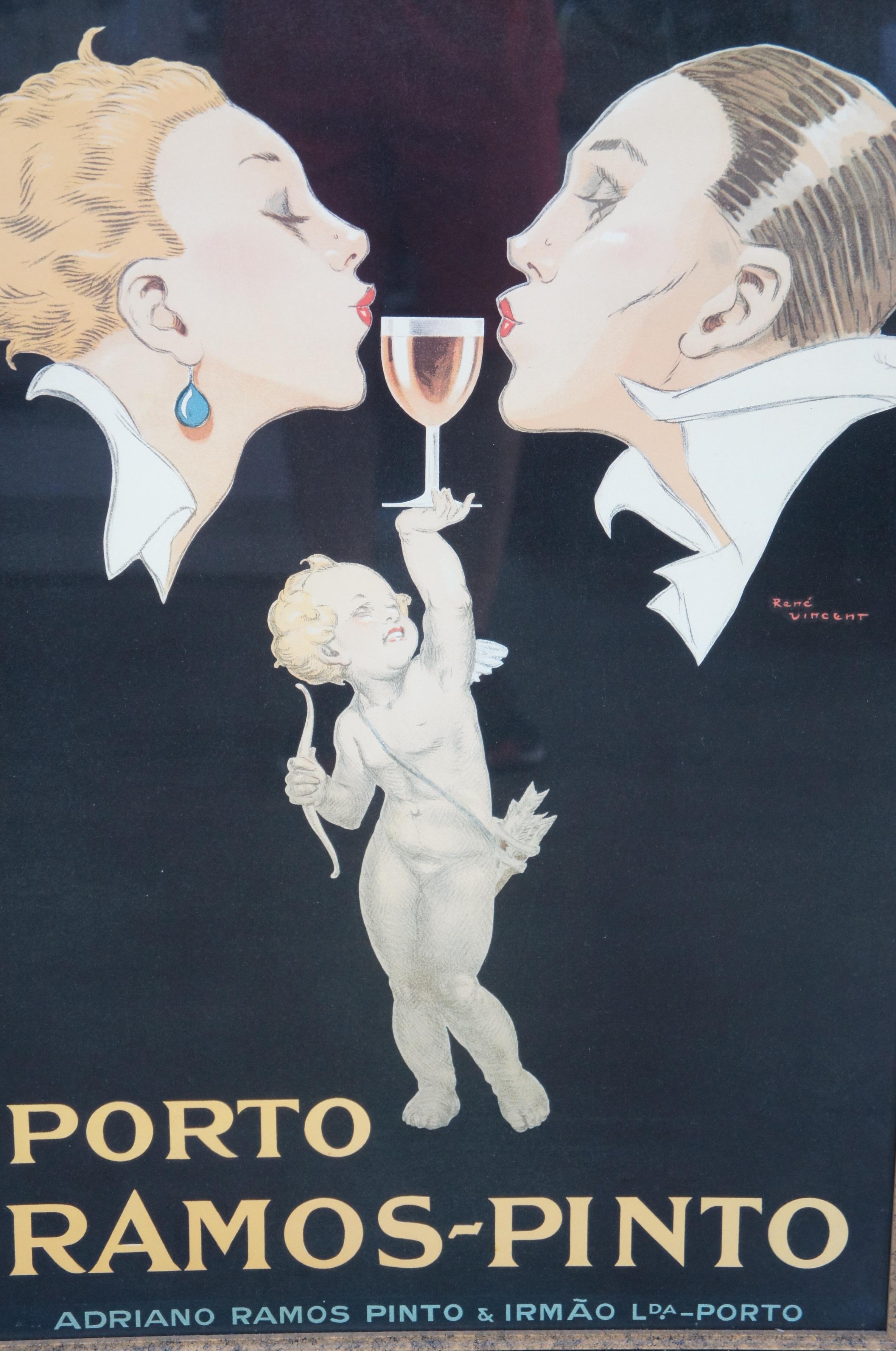 Vintage Rene Vincent Porto Ramos-Pinto Art Deco Advertising Poster Print In Good Condition In Dayton, OH