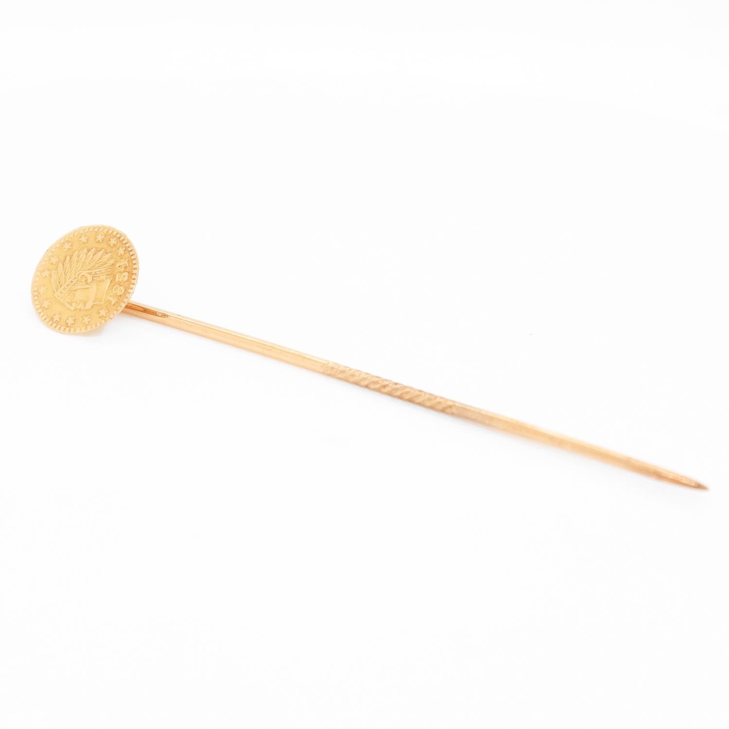 Vintage Replica 1854 'Indian Princess' $3 Gold Coin Stickpin For Sale 4