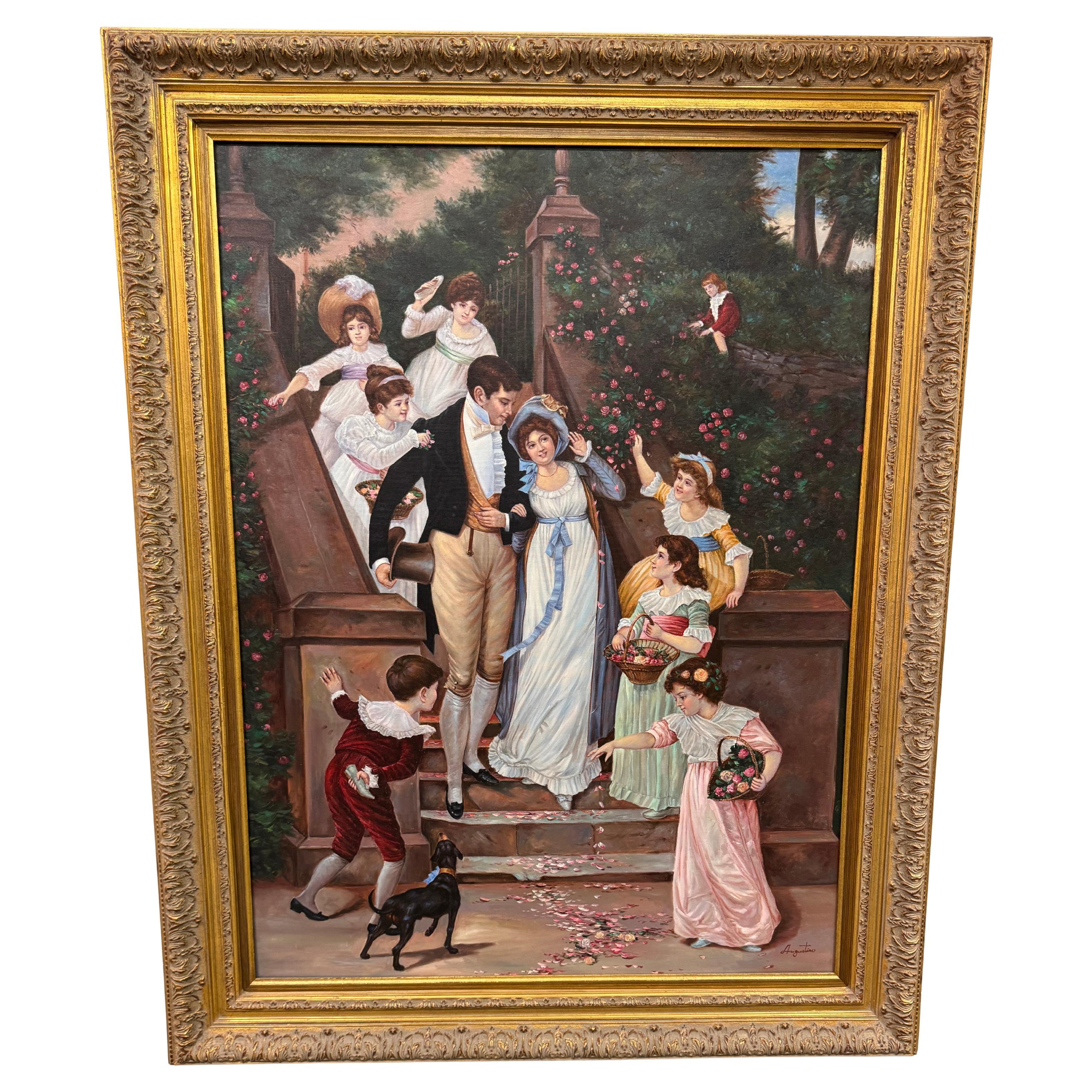 Vintage painting after Frederick Morgan off for the honeymoon painting For Sale