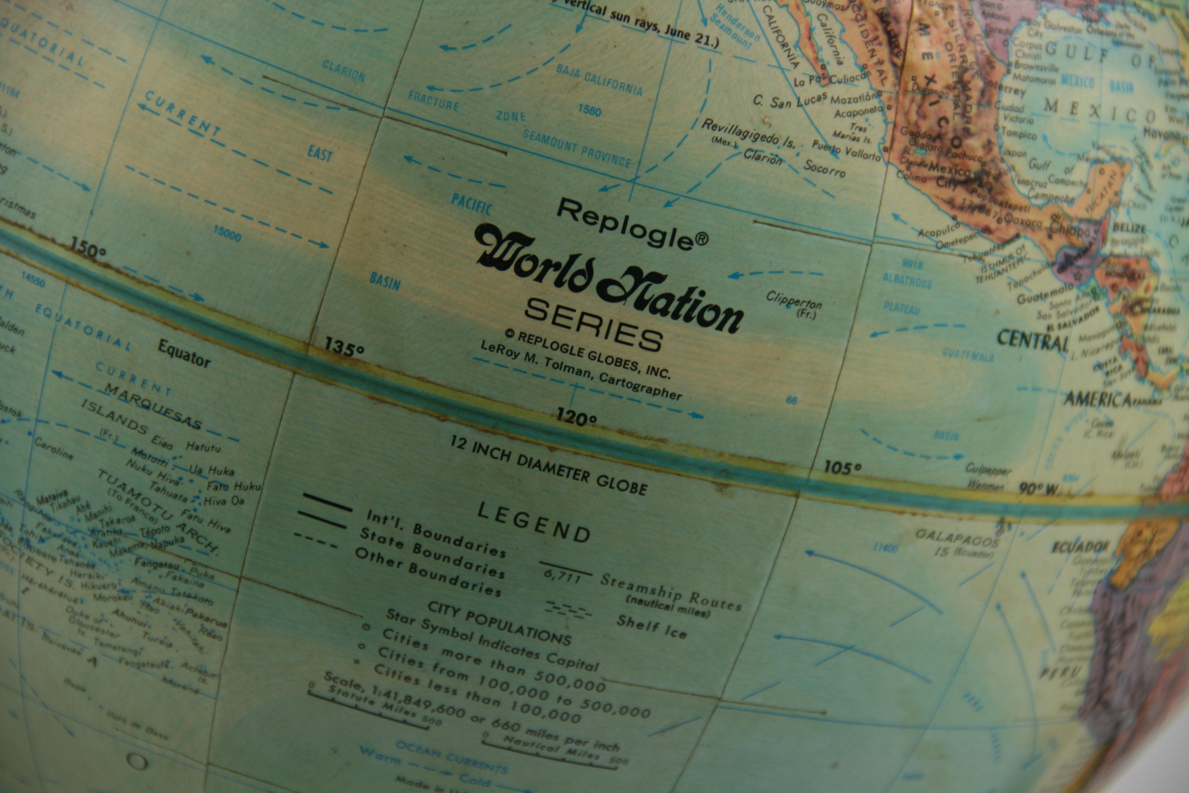 Reploge Terrestrial World Globe, Vintage im Angebot 5