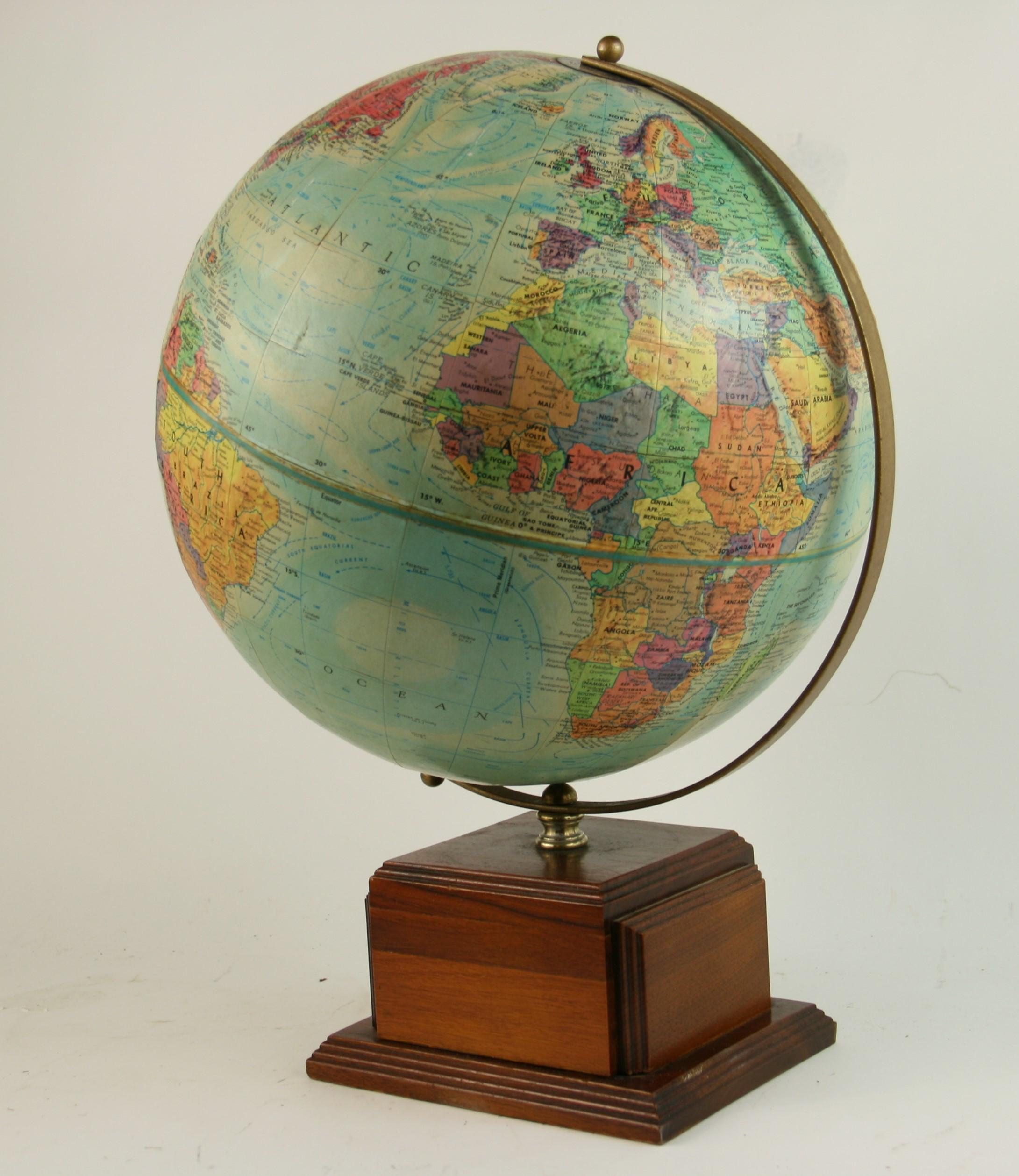 Mid-20th Century Vintage Reploge Terrestrial World Globe For Sale