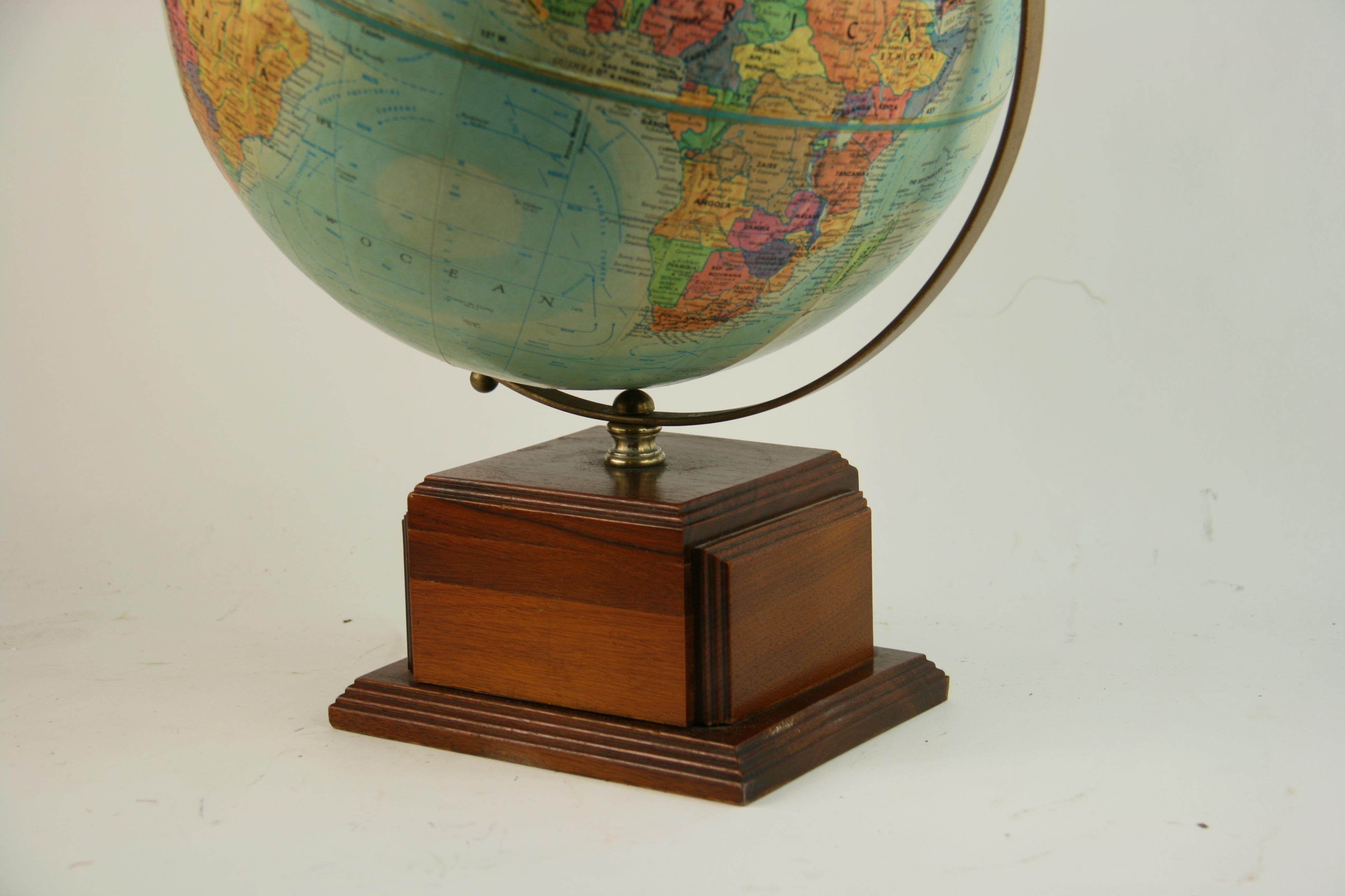 Vintage Reploge Terrestrial World Globe For Sale 1