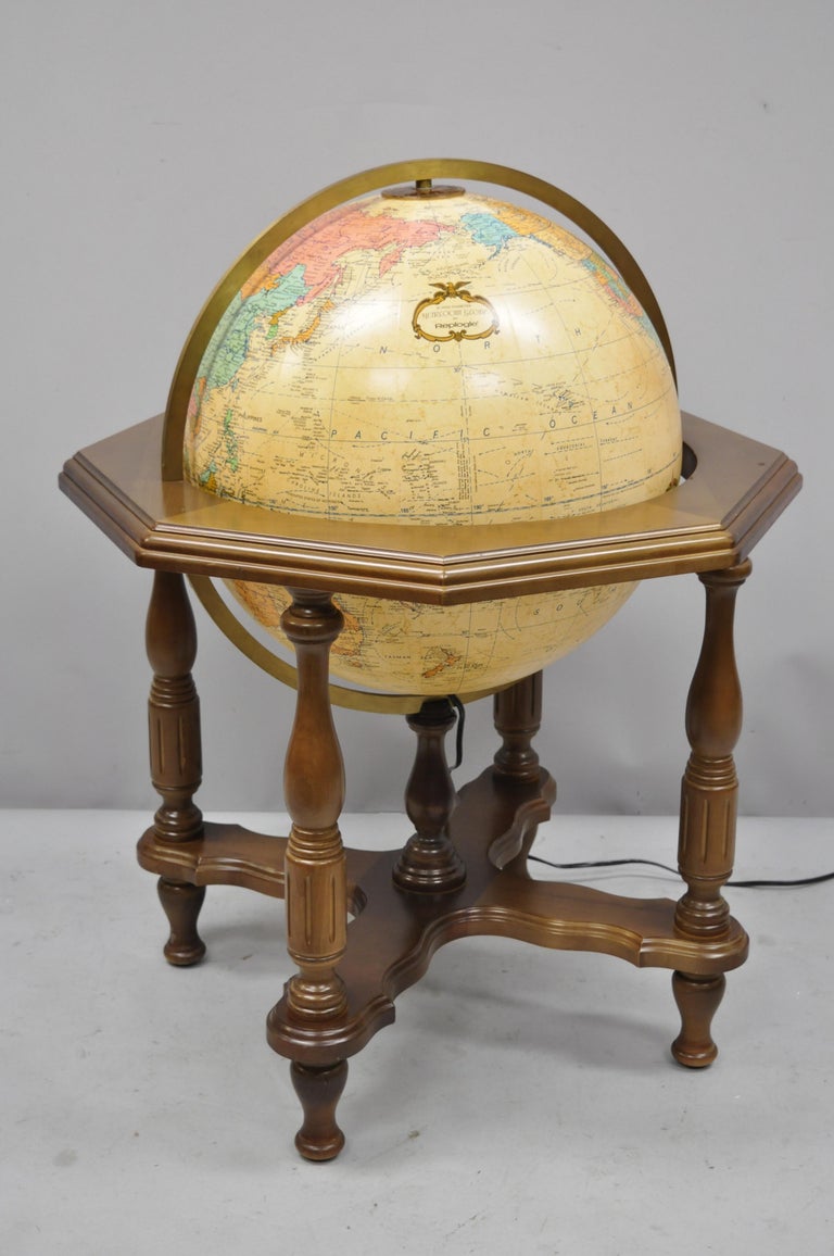Vintage Replogle Large Lighted Globe on Cherry Stand Base at 1stDibs vintage replogle lighted
