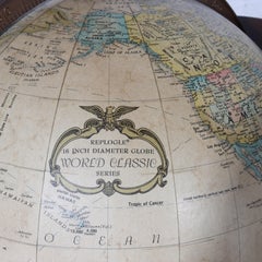 Vintage Replogle Classical Mahogany Floor World Globe Signed C1940