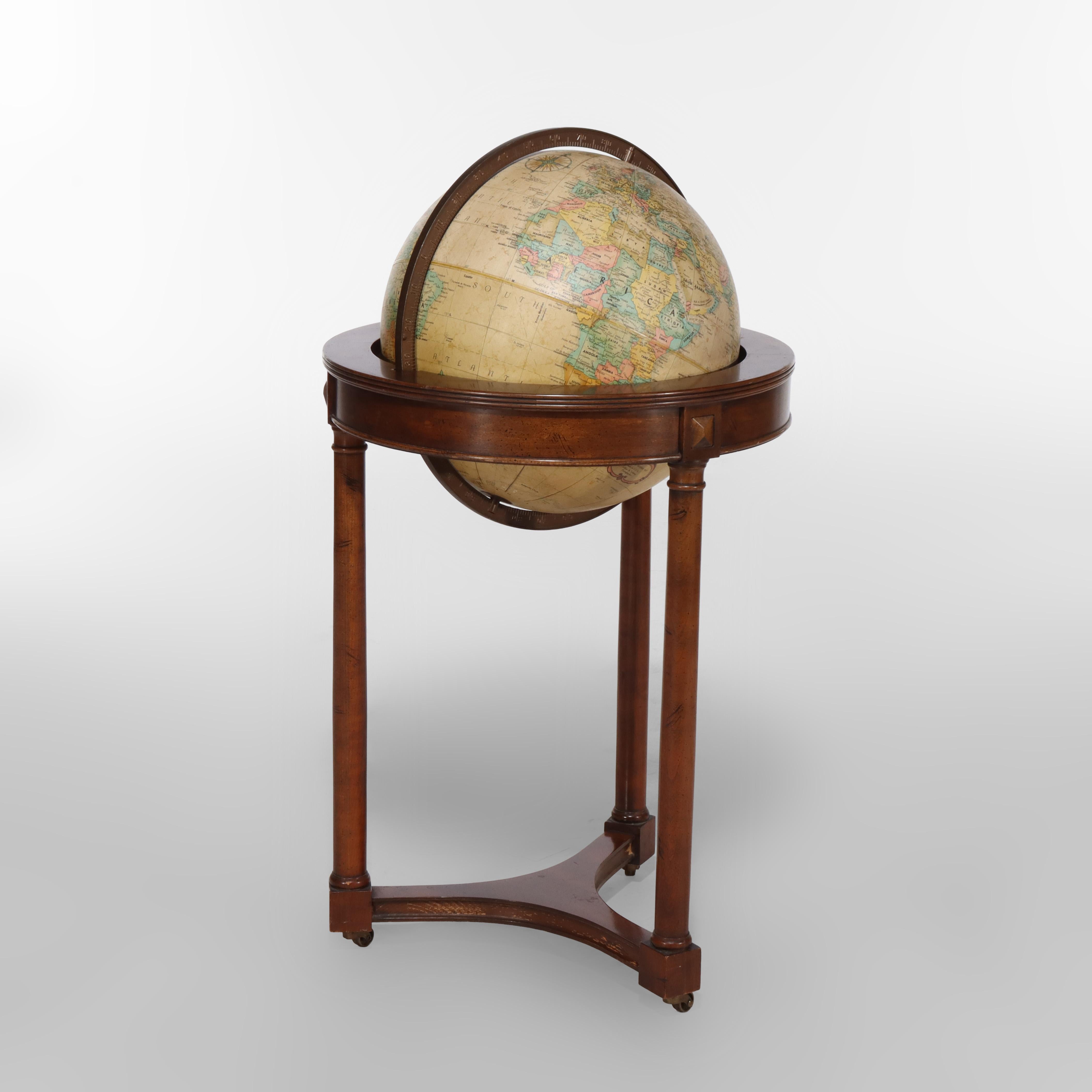 Vintage Replogle Globes Classiques en acajou signés C1940 Bon état - En vente à Big Flats, NY