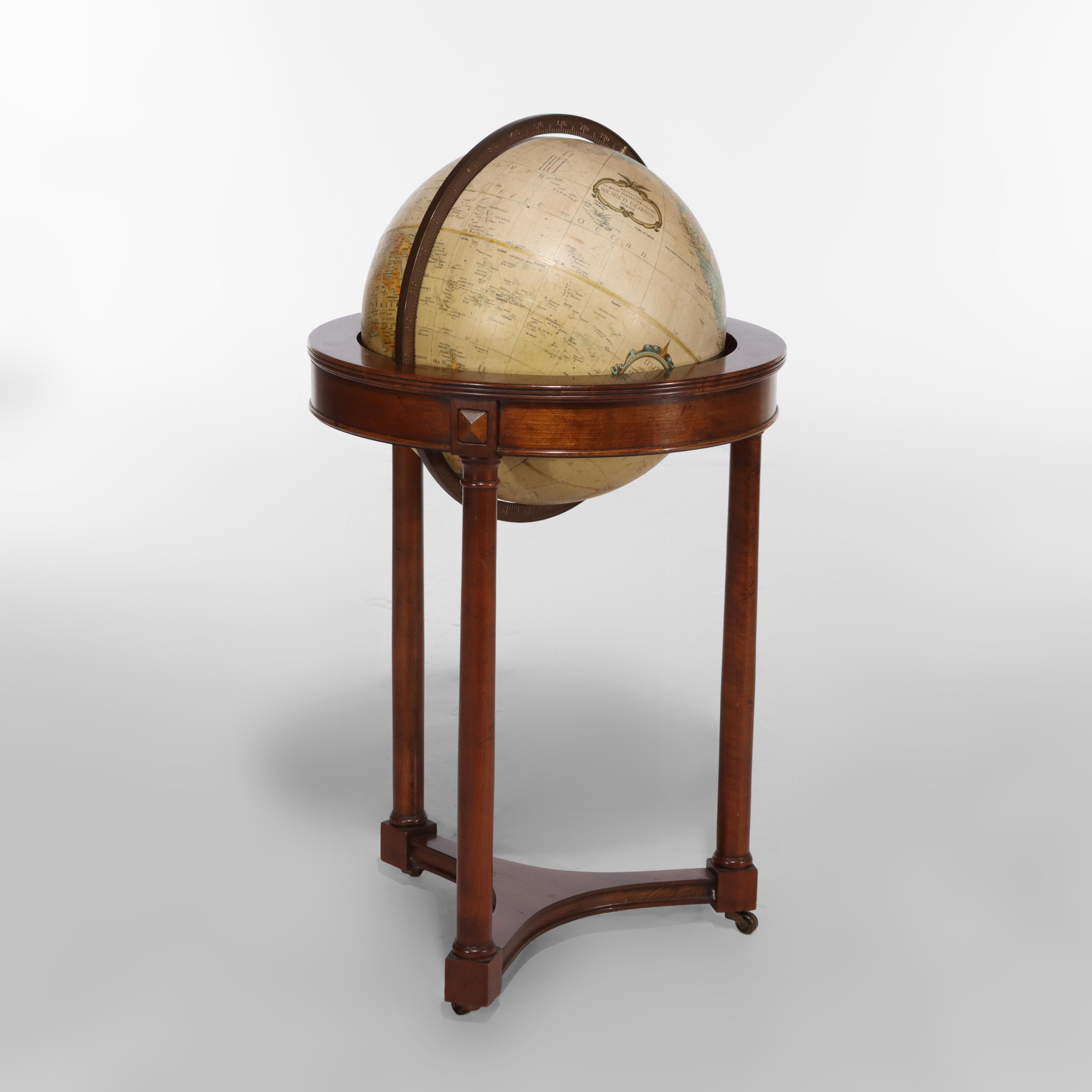 Bois Vintage Replogle Globes Classiques en acajou signés C1940 en vente
