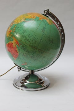 Vintage Replogle Glass Illuminated Library Globe