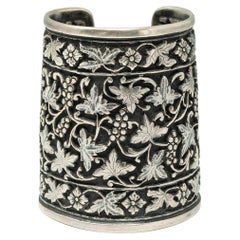 Vintage Repoussé Grape Cluster Cuff, India