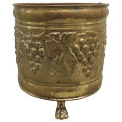 Vintage Repousse Round English Brass Planter