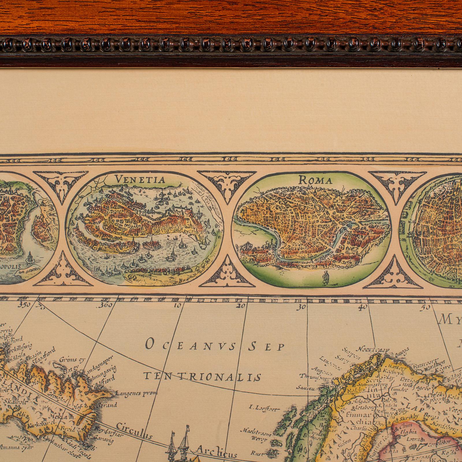 20ième siècle Reproduction vintage de la carte d'Europe du 17e siècle, américaine, cartographie, Blaeuw en vente