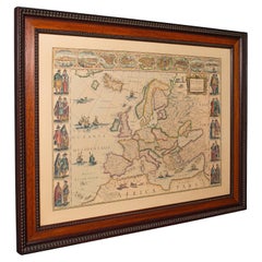 Vintage Reproduction 17th Century Map of Europe, American, Cartography, Blaeuw